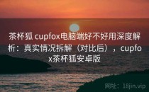 茶杯狐 cupfox电脑端好不好用深度解析：真实情况拆解（对比后），cupfox茶杯狐安卓版