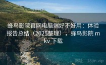 蜂鸟影院官网电脑端好不好用：体验报告总结（2025整理），蜂鸟影院 mkv 下载