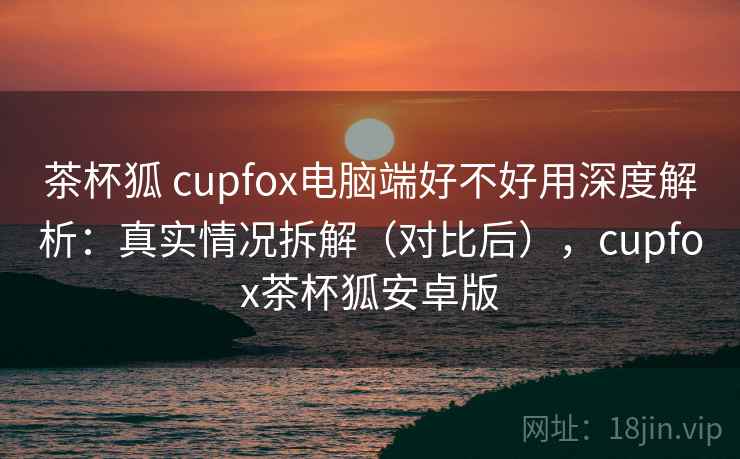 茶杯狐 cupfox电脑端好不好用深度解析：真实情况拆解（对比后），cupfox茶杯狐安卓版  第1张